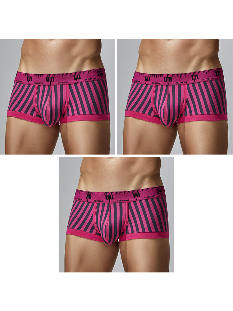 3 Pack Men's Snug Fit Trendy Striped Design Sporty Cut Cooling Airflow Trunks | dmunderwear detail image 12