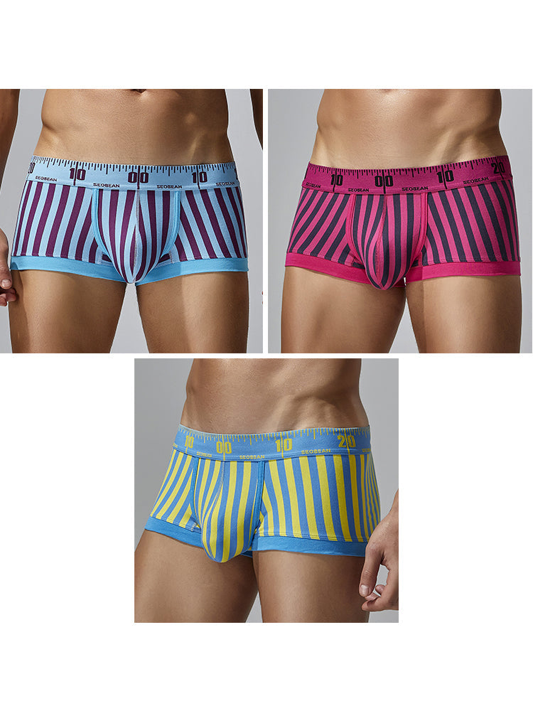 3 Pack Men's Snug Fit Trendy Striped Design Sporty Cut Cooling Airflow Trunks | dmunderwear detail image 2