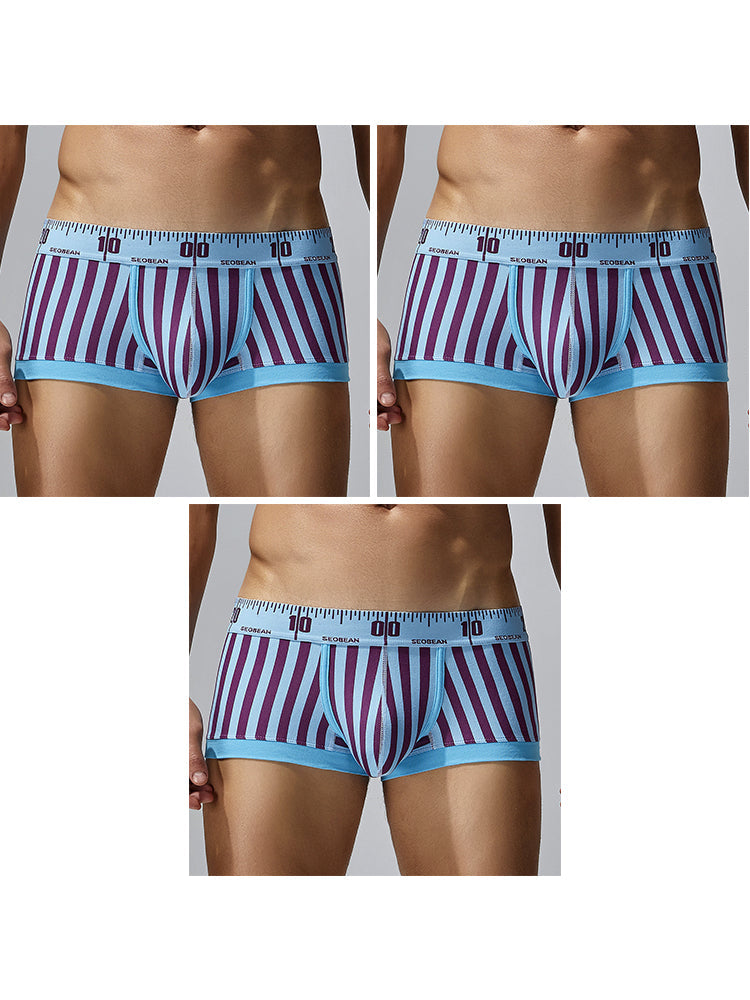 3 Pack Men's Snug Fit Trendy Striped Design Sporty Cut Cooling Airflow Trunks | dmunderwear detail image 7