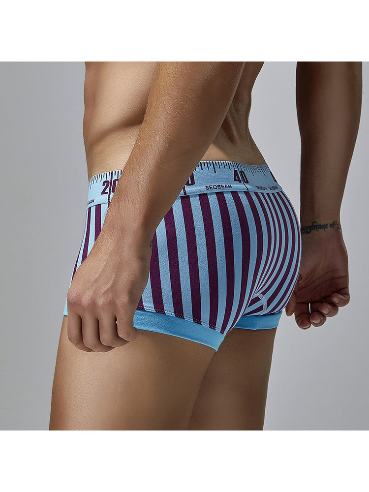 3 Pack Men's Snug Fit Trendy Striped Design Sporty Cut Cooling Airflow Trunks | dmunderwear detail image 9