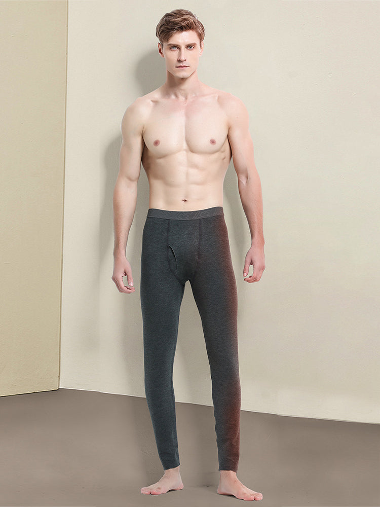 Men's Solid Color Double-Layer Bamboo Fiber Thermal Bottoms | dmunderwear