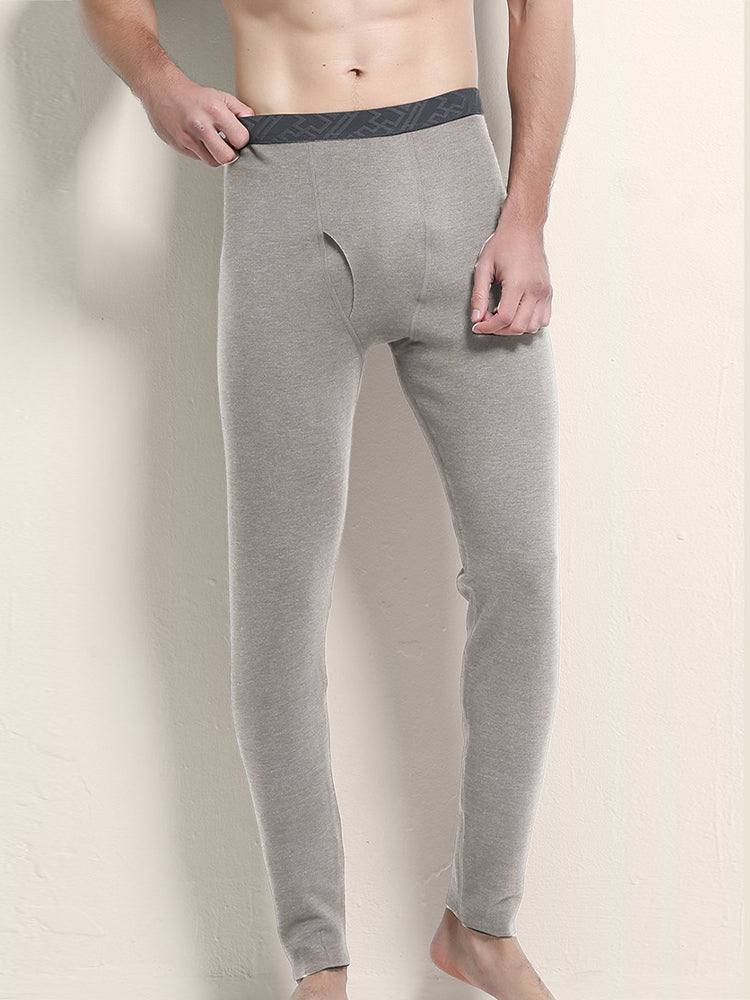 Men's Solid Color Double-Layer Bamboo Fiber Thermal Bottoms | dmunderwear detail image 11