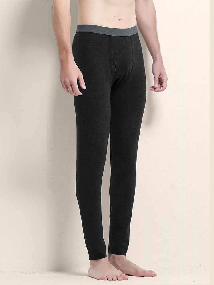 Men's Solid Color Double-Layer Bamboo Fiber Thermal Bottoms | dmunderwear detail image 12