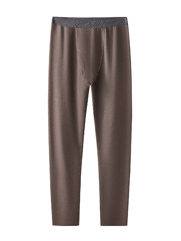 Men's Solid Color Double-Layer Bamboo Fiber Thermal Bottoms | dmunderwear detail image 13