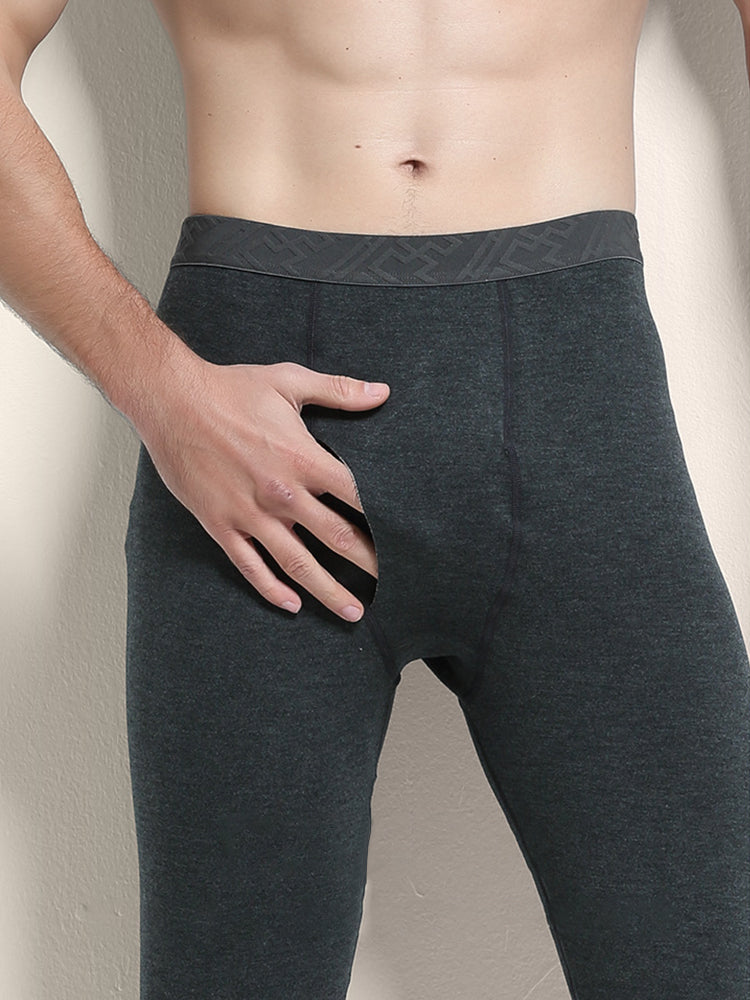 Men's Solid Color Double-Layer Bamboo Fiber Thermal Bottoms | dmunderwear detail image 14