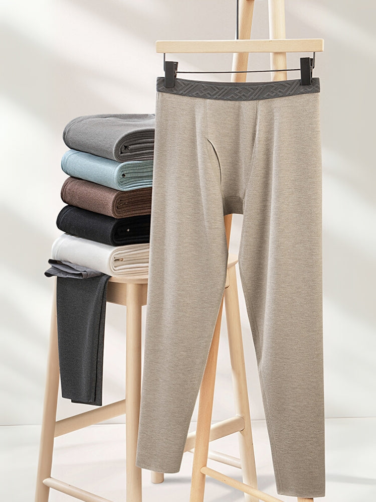Men's Solid Color Double-Layer Bamboo Fiber Thermal Bottoms | dmunderwear detail image 16