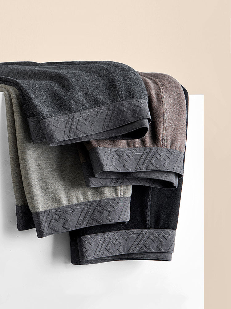 Men's Solid Color Double-Layer Bamboo Fiber Thermal Bottoms | dmunderwear detail image 18