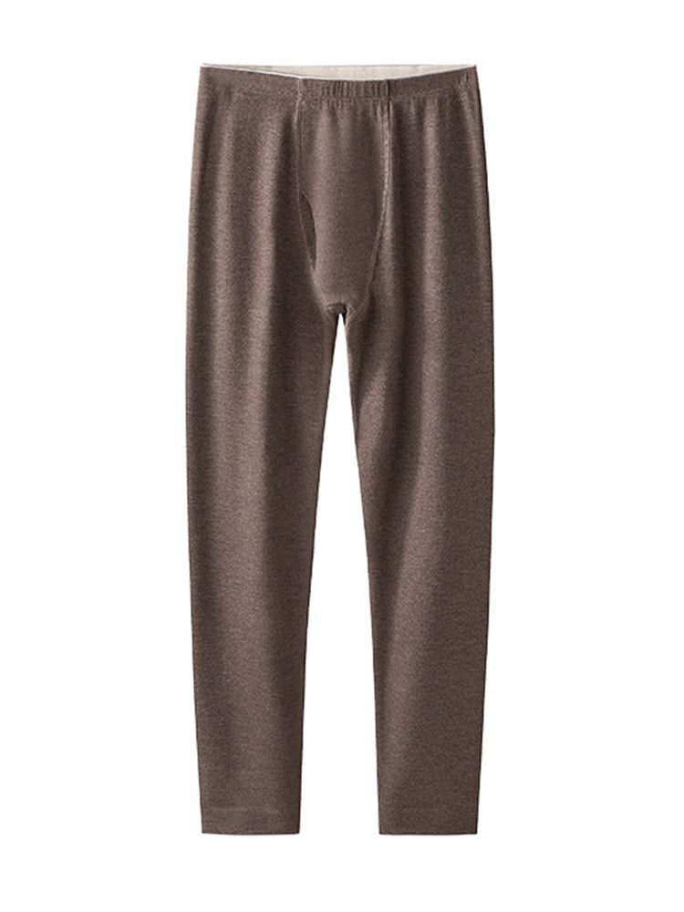 Men's Solid Color Double-Layer Bamboo Fiber Thermal Bottoms | dmunderwear detail image 19