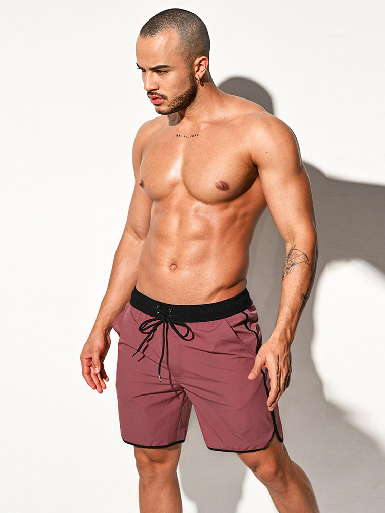 Men's Solid-Colored Breathable Mesh Board Shorts | dmunderwear detail image 12