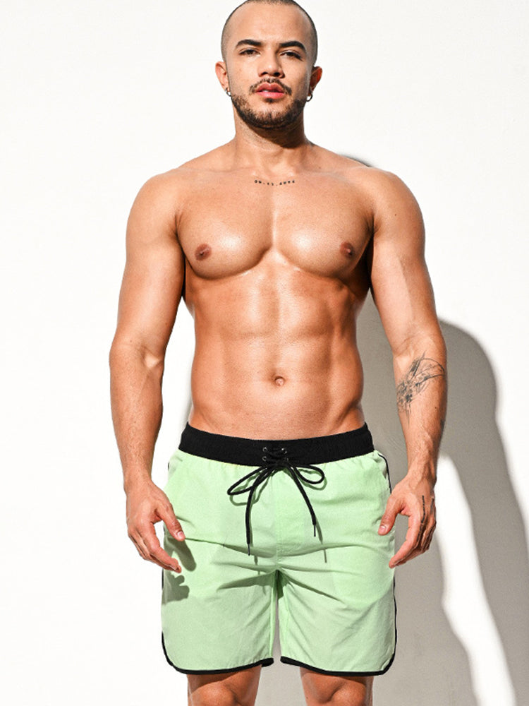 Men's Solid-Colored Breathable Mesh Board Shorts | dmunderwear detail image 2