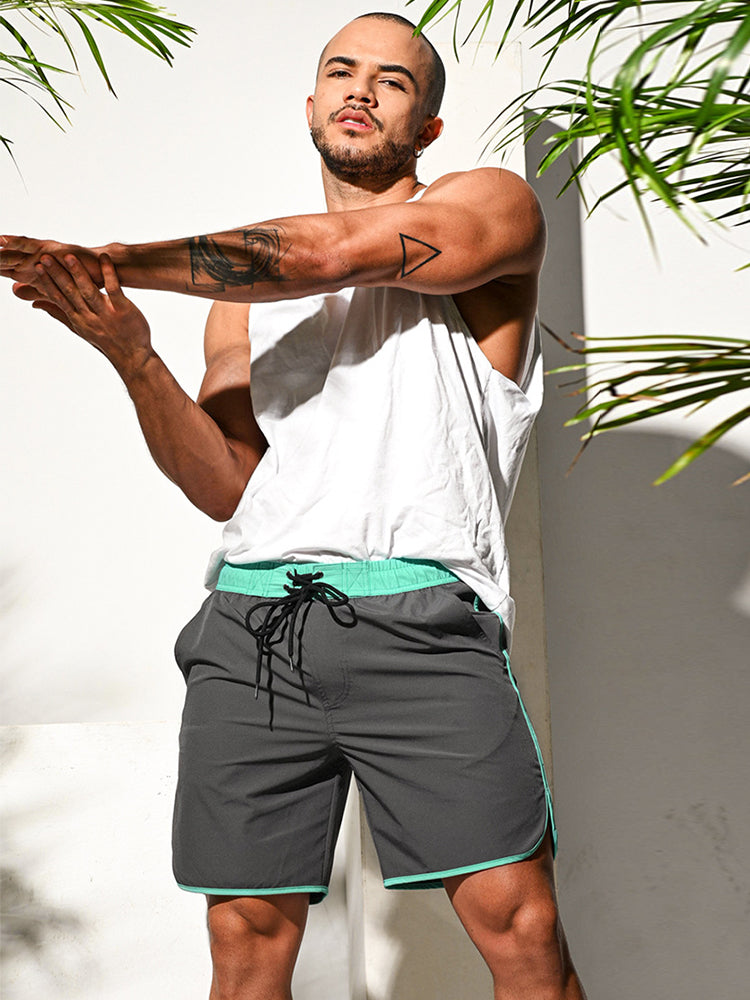 Men's Solid-Colored Breathable Mesh Board Shorts | dmunderwear detail image 8