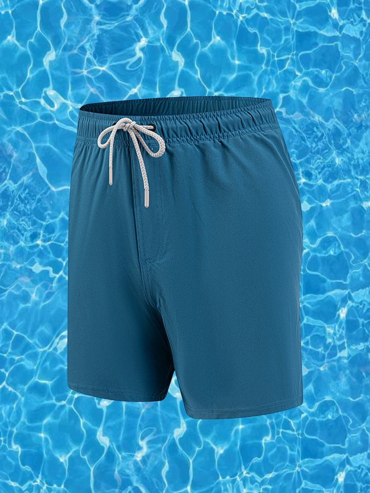 Men's Solid Quick-Dry Built-in Breathable Mesh Liner Travel-Friendly Sporty Board Shorts | dmunderwear