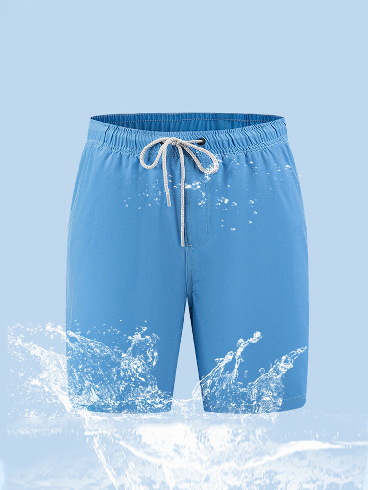 Men's Solid Quick-Dry Built-in Breathable Mesh Liner Travel-Friendly Sporty Board Shorts | dmunderwear detail image 11