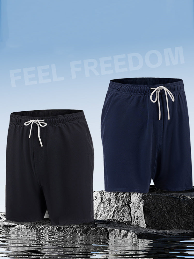 Men's Solid Quick-Dry Built-in Breathable Mesh Liner Travel-Friendly Sporty Board Shorts | dmunderwear detail image 12