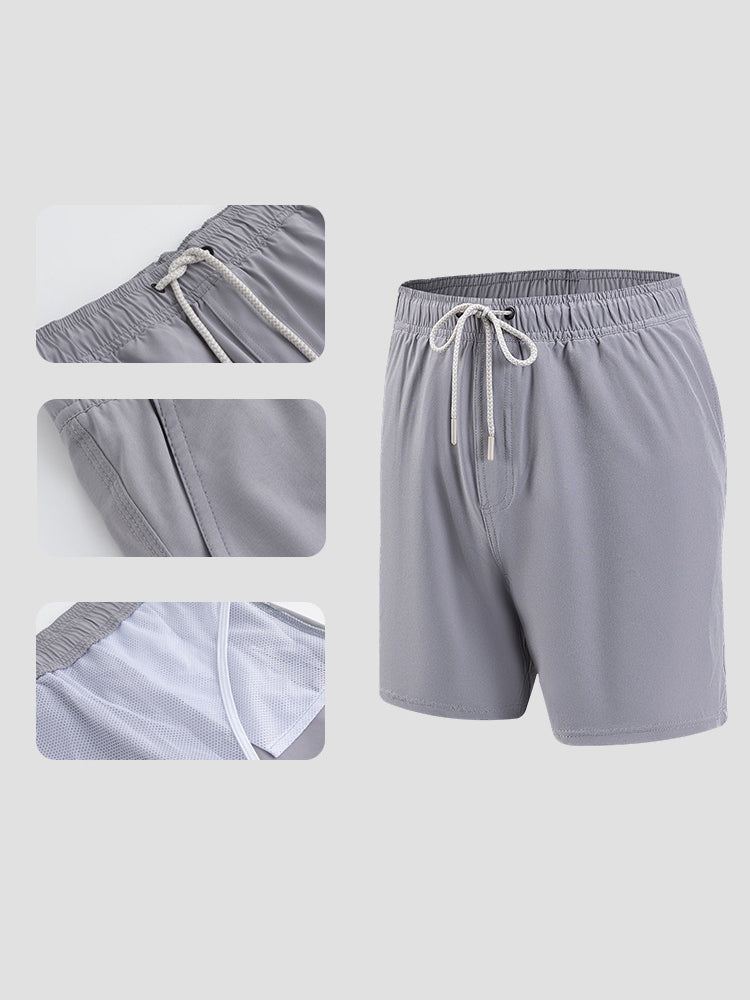 Men's Solid Quick-Dry Built-in Breathable Mesh Liner Travel-Friendly Sporty Board Shorts | dmunderwear detail image 15