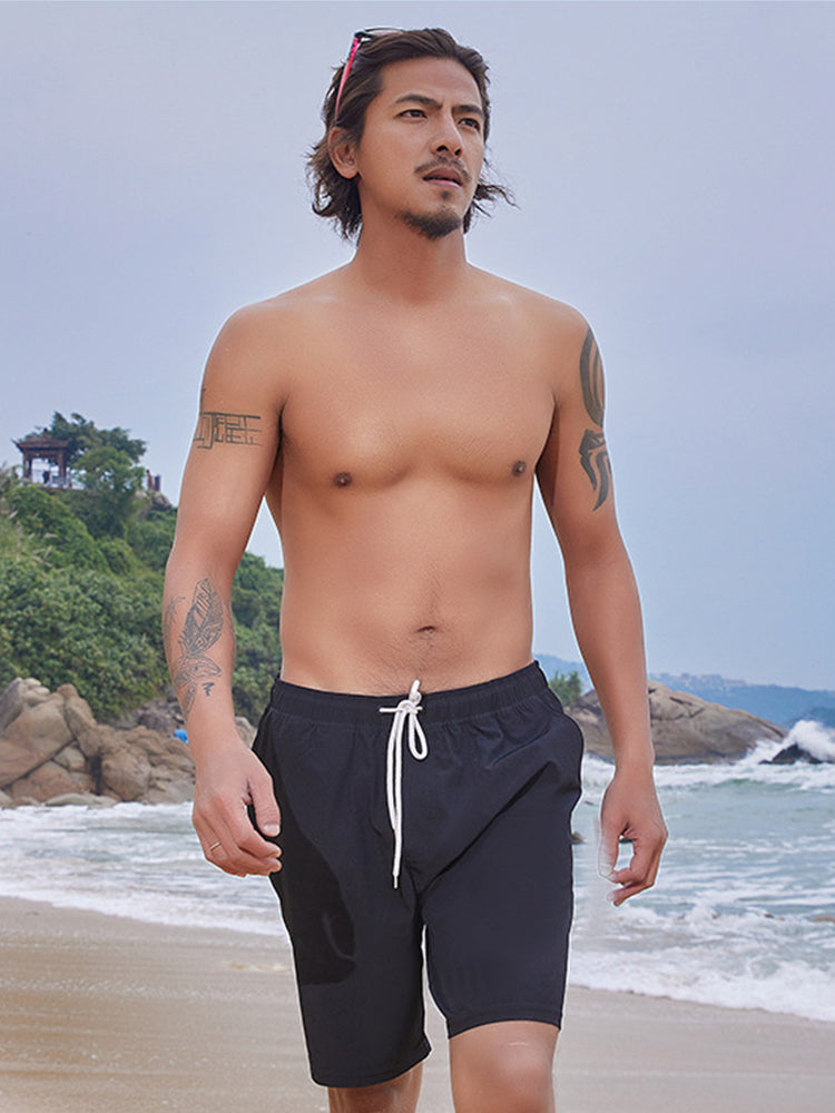 Men's Solid Quick-Dry Built-in Breathable Mesh Liner Travel-Friendly Sporty Board Shorts | dmunderwear detail image 6