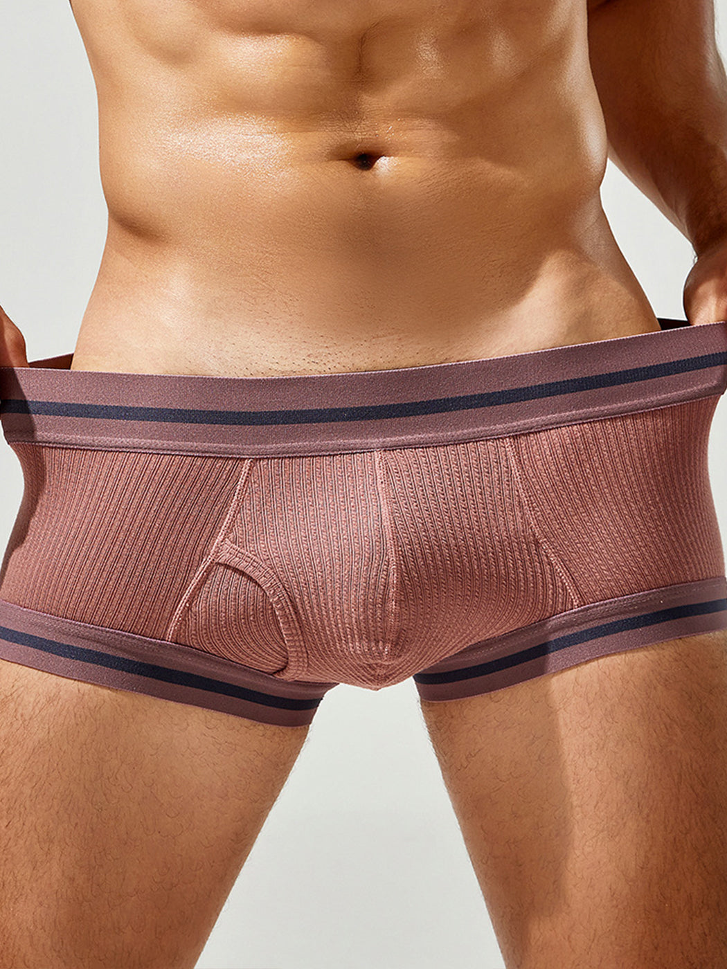 2 Pack Men's Spliced Color Trunks with Functional Fly | dmunderwear detail image 19
