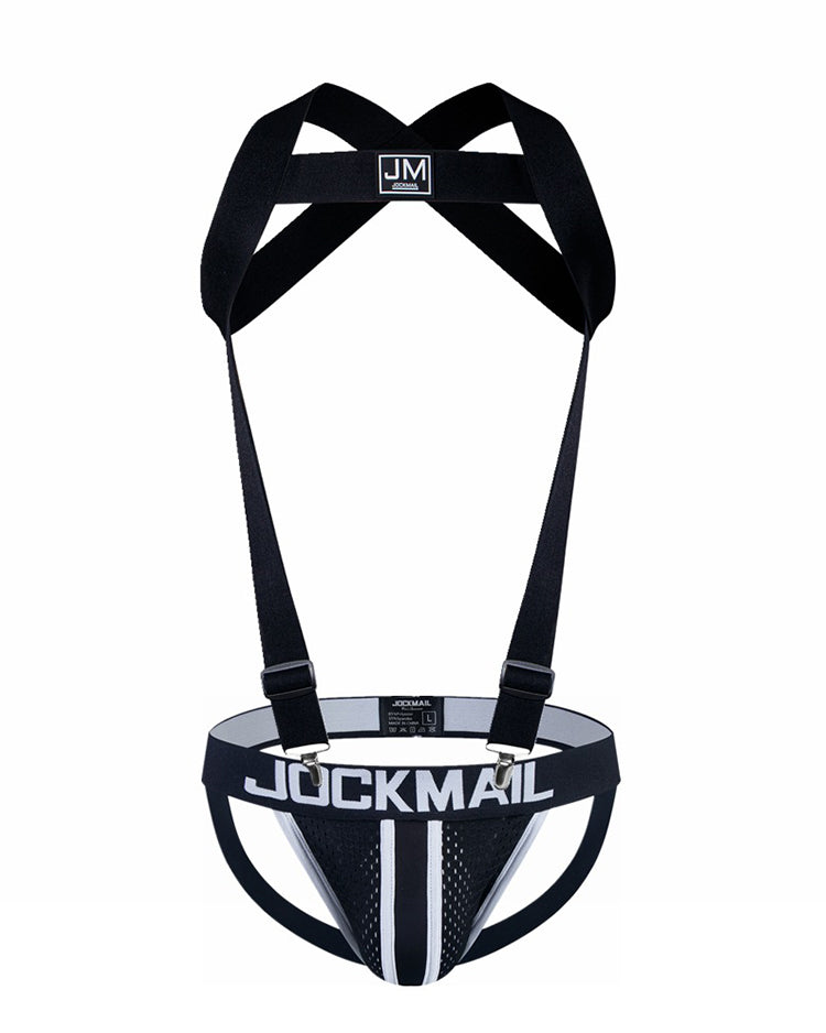 Men's Sporty Cut Adjustable Harness Elastic Supportive Fit Shoulder Strap & Jockstrap | dmunderwear