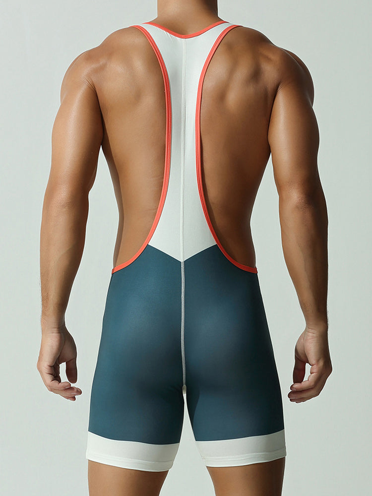 Men's Stretch Fit Gym & Running Anti-Odor Seamless Wrestling Singlet Bodysuit | dmunderwear detail image 15