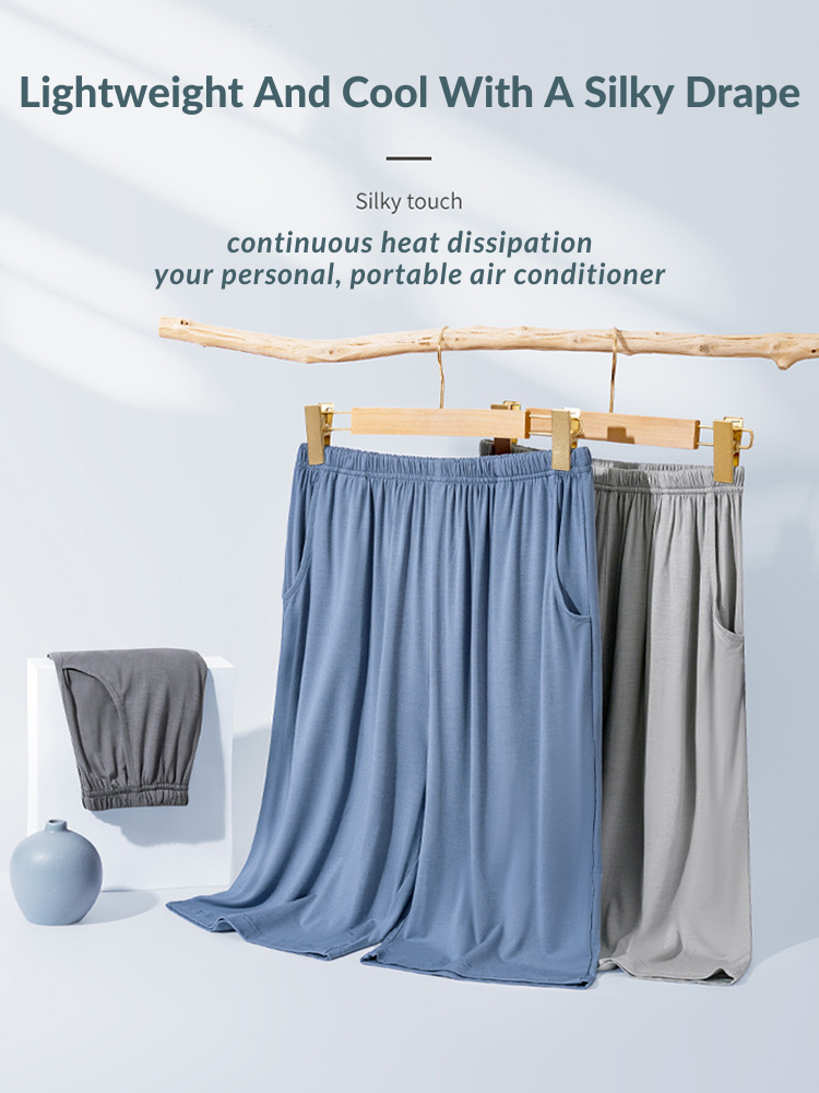Men's Summer Modal Ice Silk Home Wear Pajama Set | dmunderwear detail image 10