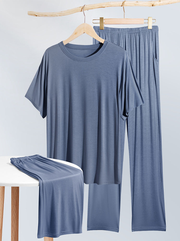 Men's Summer Modal Ice Silk Home Wear Pajama Set | dmunderwear detail image 11