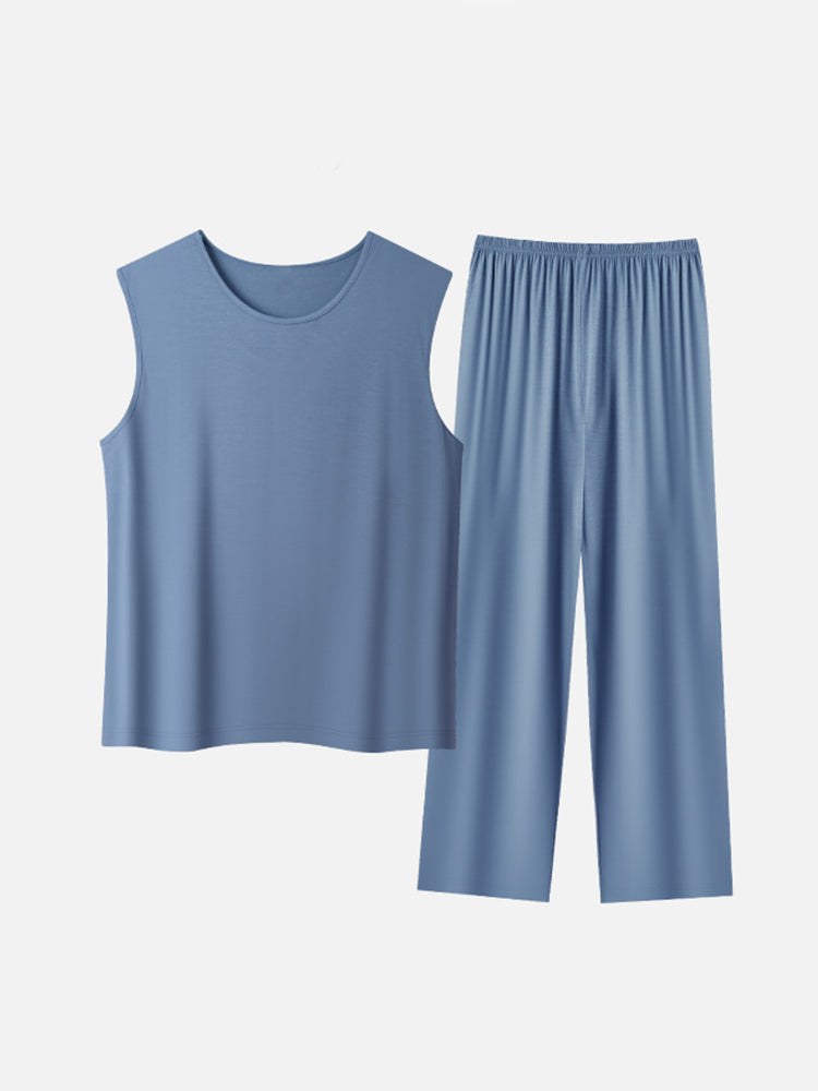 Men's Summer Modal Ice Silk Home Wear Pajama Set | dmunderwear detail image 12