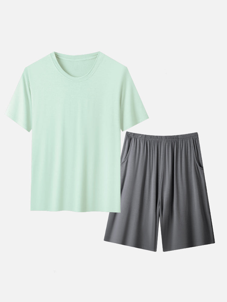Men's Summer Modal Ice Silk Home Wear Pajama Set | dmunderwear detail image 20