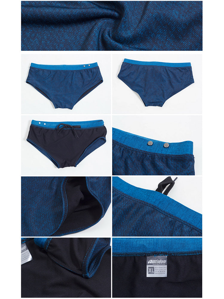 Men's Supportive Fit Anti-Odor Glazed Solid Color Low-Rise Swim Trunks | dmunderwear detail image 11