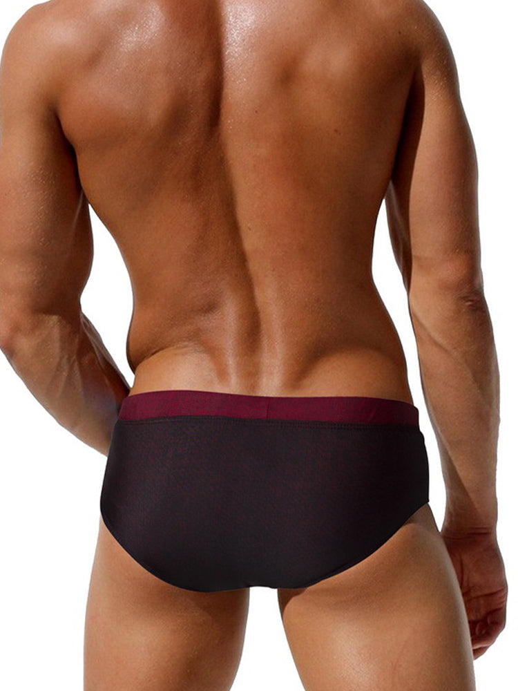 Men's Supportive Fit Anti-Odor Glazed Solid Color Low-Rise Swim Trunks | dmunderwear detail image 14