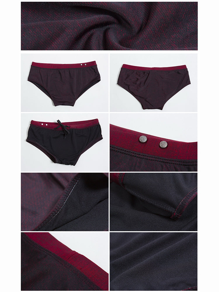 Men's Supportive Fit Anti-Odor Glazed Solid Color Low-Rise Swim Trunks | dmunderwear detail image 16
