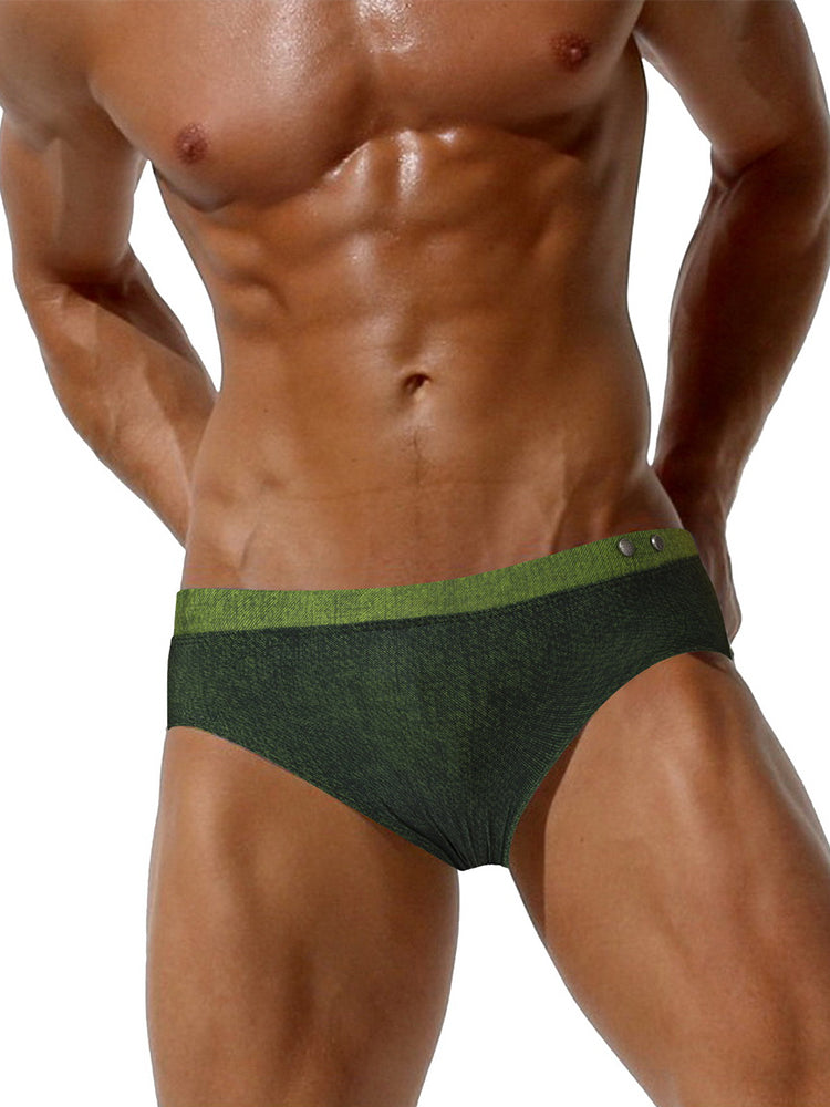 Men's Supportive Fit Anti-Odor Glazed Solid Color Low-Rise Swim Trunks | dmunderwear detail image 3