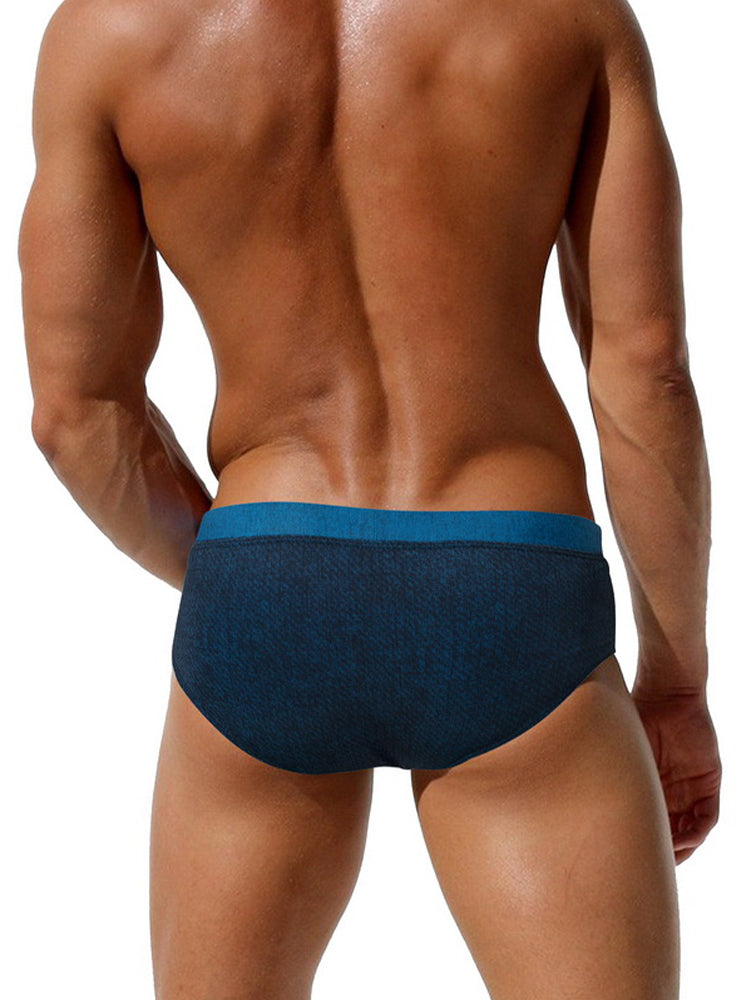 Men's Supportive Fit Anti-Odor Glazed Solid Color Low-Rise Swim Trunks | dmunderwear detail image 9
