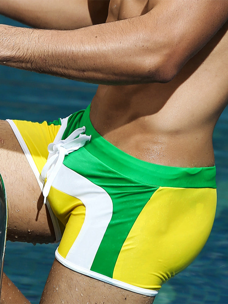 Men's Trendy Color-Block Beach Swim Shorts & Trunks | dmunderwear detail image 11