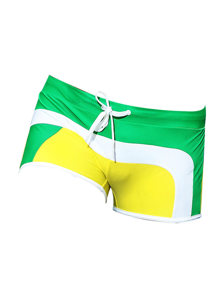 Men's Trendy Color-Block Beach Swim Shorts & Trunks | dmunderwear detail image 14