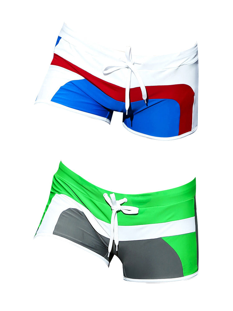 Men's Trendy Color-Block Beach Swim Shorts & Trunks | dmunderwear detail image 20