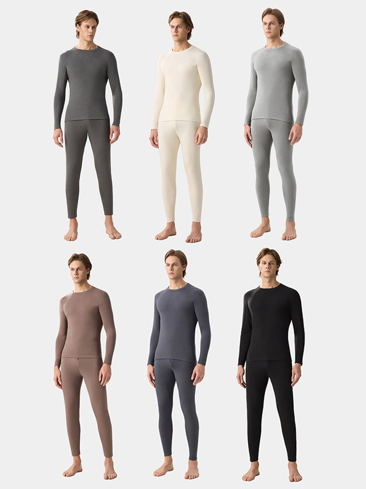 Men's Ultra-Soft Modal Second-Skin Warm-Touch Solid Color Cozy Thermal Sets | dmunderwear detail image 11