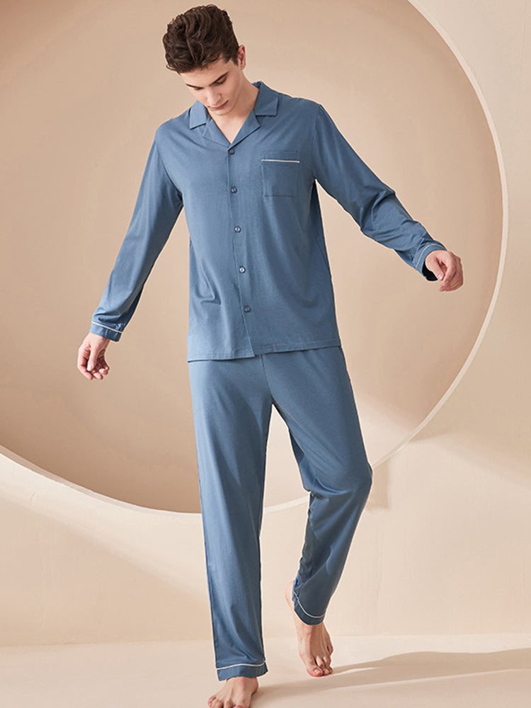 Men's Ultra-Soft Modal Solid Color Skin-Friendly Silky Touch Comfort Pajama Sets | dmunderwear