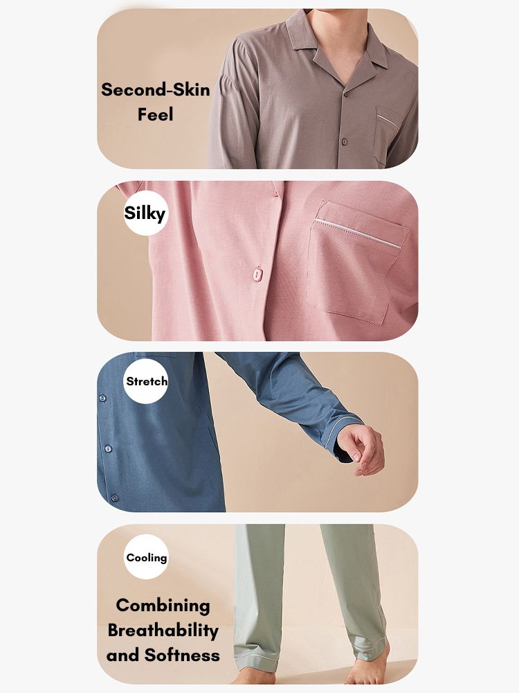 Men's Ultra-Soft Modal Solid Color Skin-Friendly Silky Touch Comfort Pajama Sets | dmunderwear detail image 3