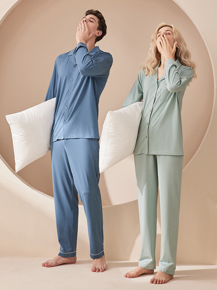 Men's Ultra-Soft Modal Solid Color Skin-Friendly Silky Touch Comfort Pajama Sets | dmunderwear detail image 5