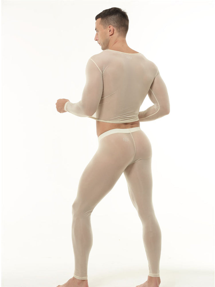 Men's Ultra-Thin Ice Silk Sheer Sensual Seamless Activewear Tops & Tights | dmunderwear detail image 18