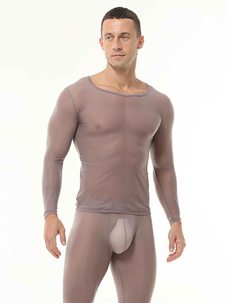 Men's Ultra-Thin Ice Silk Sheer Sensual Seamless Activewear Tops & Tights | dmunderwear detail image 20