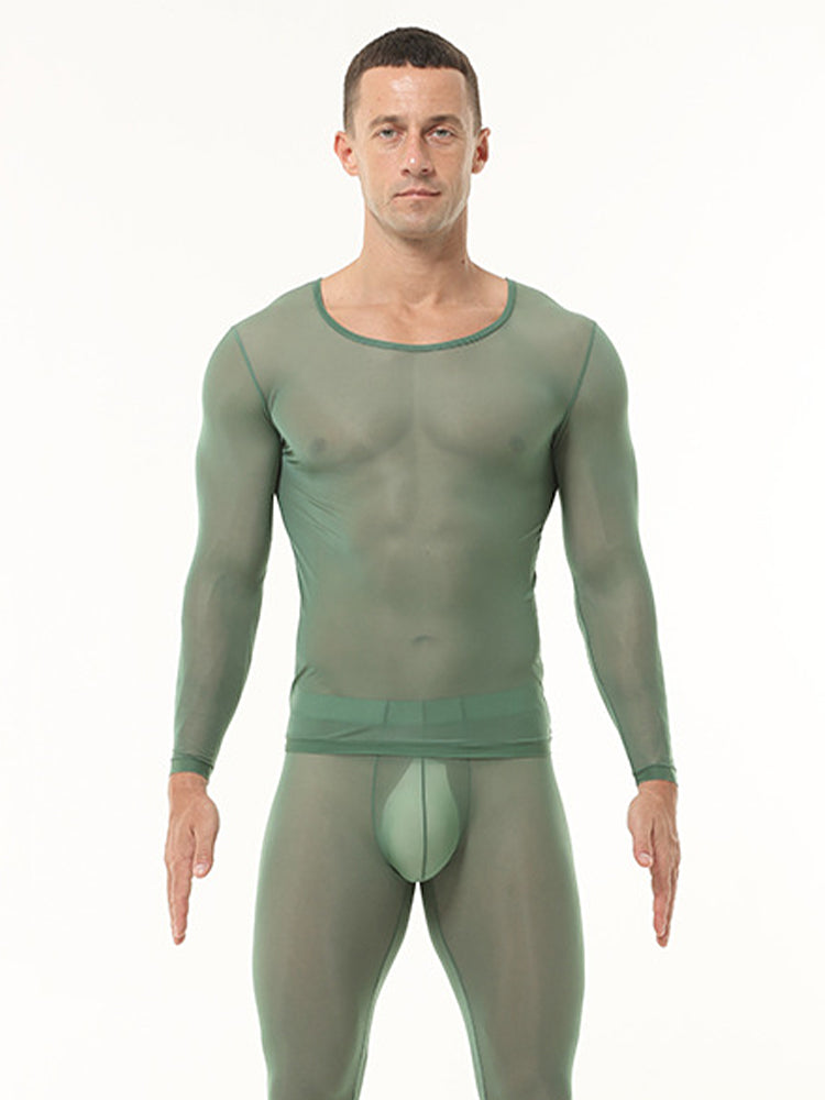 Men's Ultra-Thin Ice Silk Sheer Sensual Seamless Activewear Tops & Tights | dmunderwear detail image 8