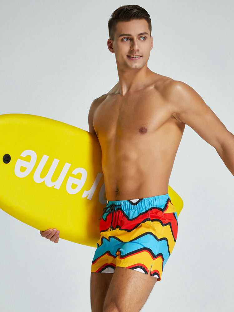 Men's Vibrant Graphic Odor-Control Comfy Waistband Casual Board Shorts | dmunderwear