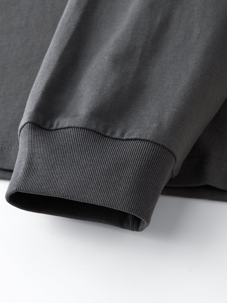 Men's Vintage Soft Pure Cotton Long Sleeve Oversized Relaxed-Fit Loungewear Tops | dmunderwear detail image 17
