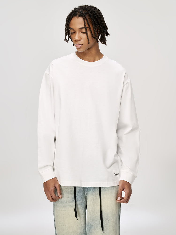 Men's Vintage Soft Pure Cotton Long Sleeve Oversized Relaxed-Fit Loungewear Tops | dmunderwear detail image 4