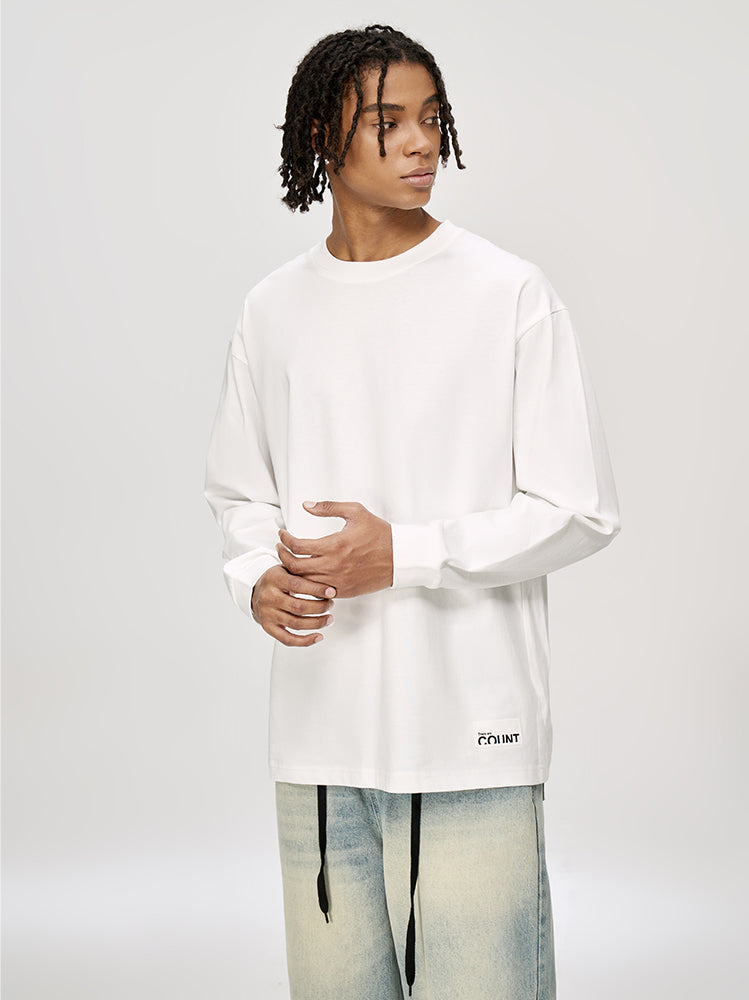 Men's Vintage Soft Pure Cotton Long Sleeve Oversized Relaxed-Fit Loungewear Tops | dmunderwear detail image 5