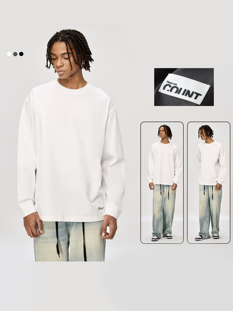 Men's Vintage Soft Pure Cotton Long Sleeve Oversized Relaxed-Fit Loungewear Tops | dmunderwear detail image 7