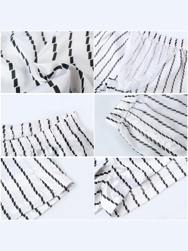 Men's Vintage Striped Moisture-Wicking Casual Board Shorts | dmunderwear detail image 5
