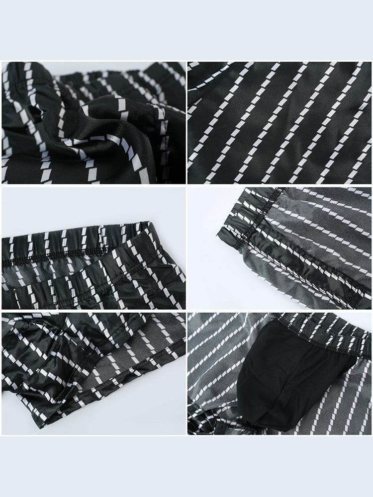 Men's Vintage Striped Moisture-Wicking Casual Board Shorts | dmunderwear detail image 9