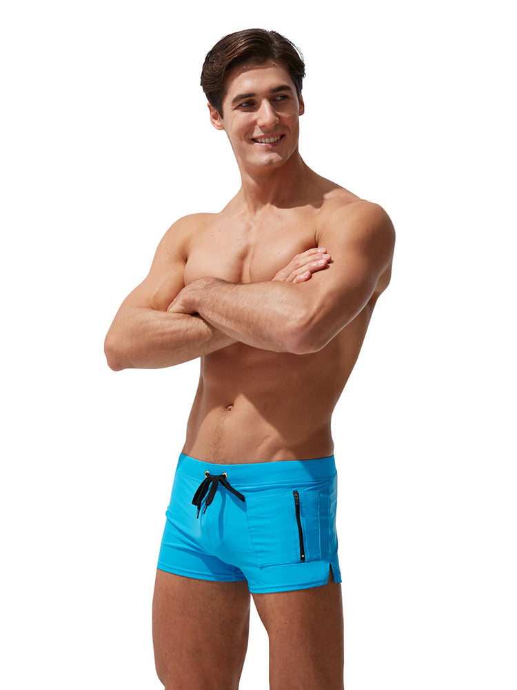 Men's Zippered Pocket Design Moisture-Wicking Swim Shorts & Trunks | dmunderwear